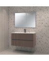 Mobile bagno sospeso Belfast con due cassetti noce effetto cannettato e specchio 80x45x50H
