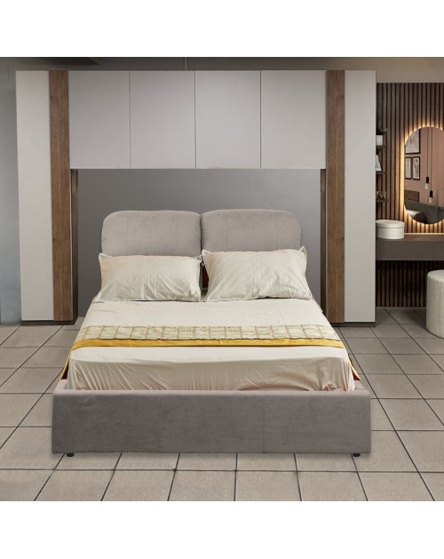 Armadio ponte con letto contenitore Manchester colore cashmere e mercure