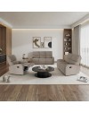 Divano relax 3+2 con poltrona recliner PotterSET in tessuto beige