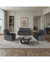 Divano relax 3+2 con poltrona recliner PotterSET in tessuto grigio scuro