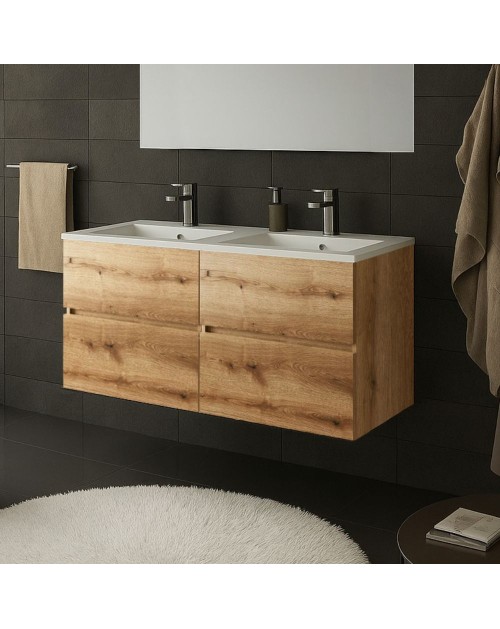 Mobile bagno sospeso doppio lavabo Sevilla rovere quercia 120x44.6x52H: eleganza e praticità