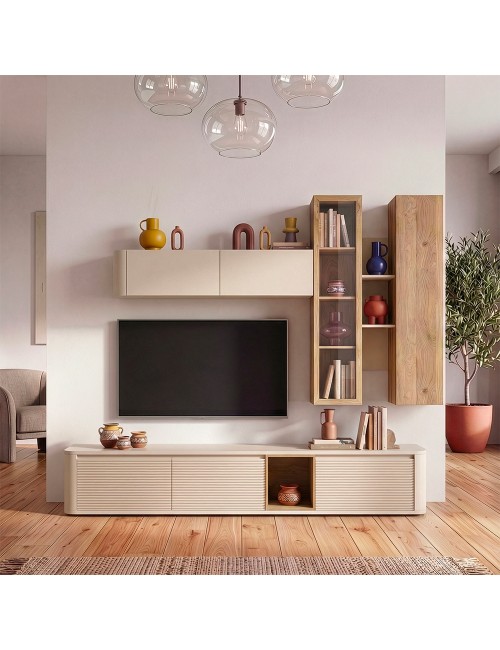 Parete Attrezzata Core Grande Rovere Cashmere con Porta TV