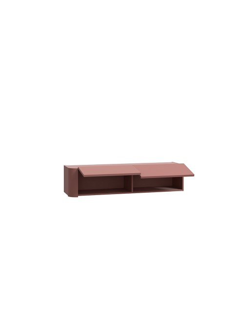Soggiorno parete attrezzata Core grande con porta TV e pensili rovere e terracotta