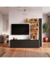 Parete Attrezzata Core Piccolo con Porta TV e Libreria – Rovere e nero
