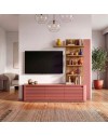 Parete Attrezzata Core Piccolo con Porta TV e Libreria – Rovere e terracotta