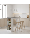 Tavolo snack alto Kivo bianco e cemento con 3 ripiani laterali 112x49.6x103.5H