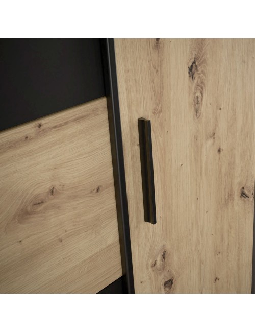 Armadio Teodoro 4 ante rovere e nero con ante scorrevoli e battenti 200x61x190H