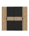 Armadio Teodoro 4 ante rovere e nero con ante scorrevoli e battenti 200x61x190H