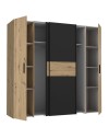 Armadio Teodoro 4 ante rovere e nero con ante scorrevoli e battenti 200x61x190H