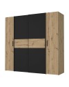 Armadio Teodoro 4 ante rovere e nero con ante scorrevoli e battenti 200x61x190H