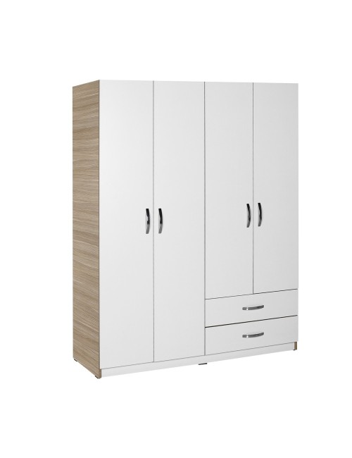 Armadio 4 Ante e 2 Cassetti Colore Bianco e Rovere Prezzo