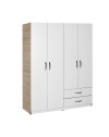 Armadio 4 ante e 2 cassetti 120x170x40 TPGR422023 colore bianco e rovere
