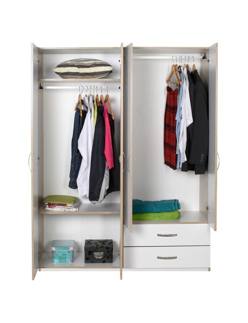 Armadio 4 Ante e 2 Cassetti Colore Bianco e Rovere Prezzo