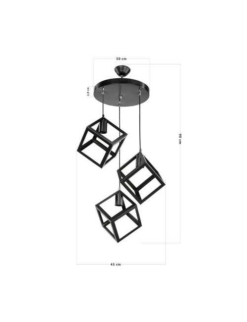 Lampada a Sospensione 3 cubi Agatha MDL3790 colore nero