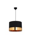 Lampada a sospensione tessuto nero fascia oro Alfina ASZ1665