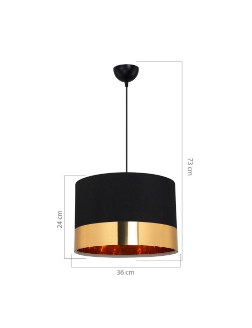 Lampada a Sospensione tessuto nero fascia oro Alfina prezzo