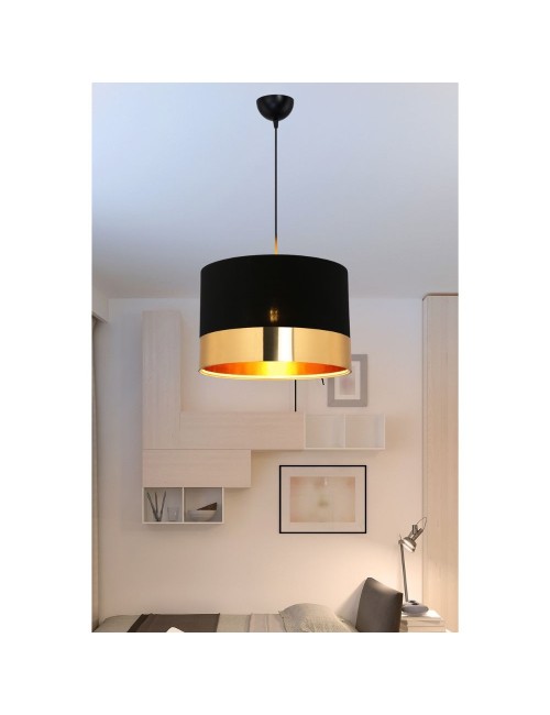 Lampada a Sospensione tessuto nero fascia oro Alfina prezzo