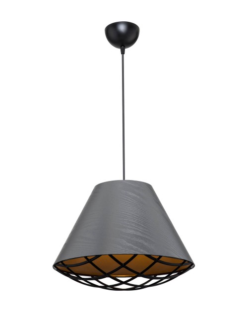 Lampada a sospensione moderna con paralume in tessuto antracite Ayda ASZ1560