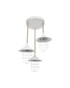 Lampada a sospensione 3 luci metallo bianco e corda Bulut ASZ0632