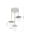 Lampada a sospensione 3 luci metallo bianco e corda Bulut ASZ0632