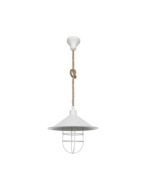 Lampada a Sospensione metallo bianco e corda iuta Bulut ASZ0631