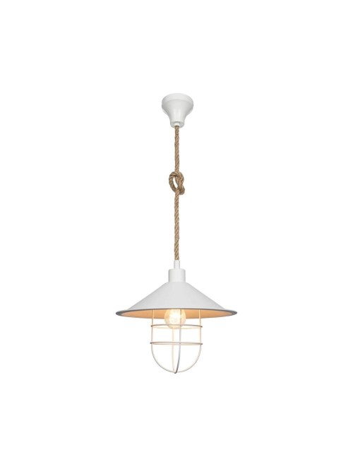 Lampada a Sospensione metallo bianco e corda iuta Bulut ASZ0631