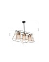Lampada a sospensione 3 luci metallo nero e corda Gezegen ASZ0986