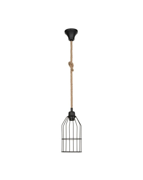 Lampada a sospensione in metallo nero e corda Halat ASZ0549