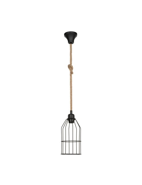 Lampada a Sospensione in Metallo Nero e Corda Halat Prezzo