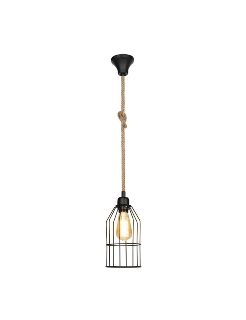 Lampada a Sospensione in Metallo Nero e Corda Halat Prezzo