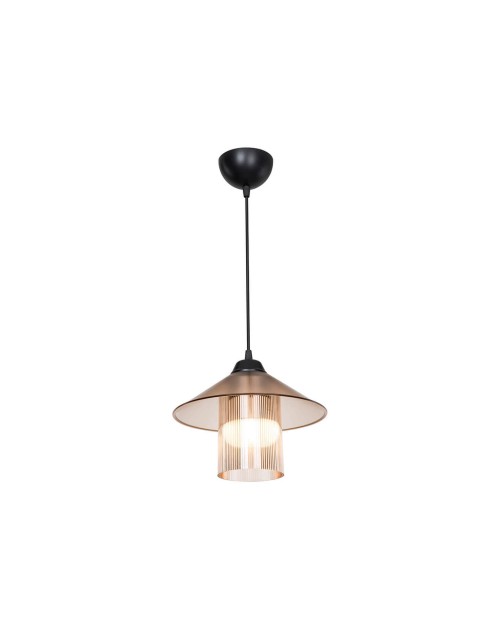 Lampada a sospensione stile vintage diffusore e paralume ambra Inka ASZ1464