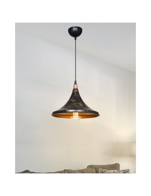 Lampada a Sospensione metallo nero e oro Kalyon prezzo