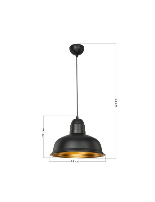 Lampada a Sospensione metallo nero interno oro Kumbet prezzo