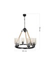 Lampada a sospensione stile retrò con dettagli in corda 6 punti luce Lotus ASZ0686 colore nero