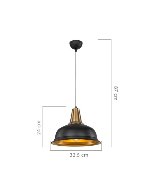Lampada a Sospensione Metallo Nero Interno Oro Rena Prezzo