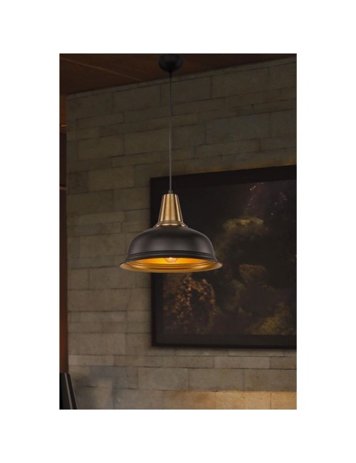 Lampada a Sospensione Metallo Nero Interno Oro Rena Prezzo