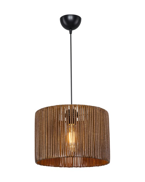 Lampada a sospensione in carta stile rustico Roya ASZ1700 colore marrone
