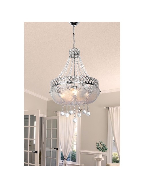 Lampada a Sospensione vetro decorato e pietre effetto cristallo Sare
