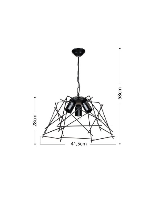 Lampada a Sospensione 3 Luci in Metallo Nero Asimmetrico Tena Prezzo