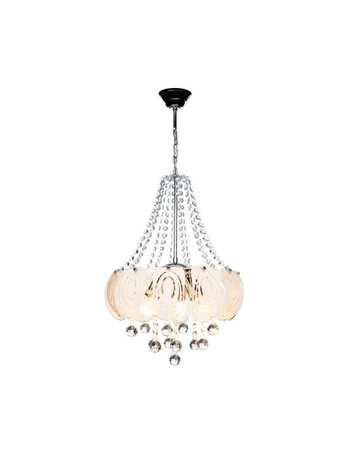 Lampada a Sospensione vetro decorato e pietre effetto cristallo Yon