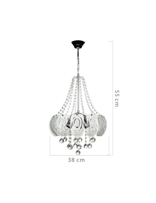 Lampada a Sospensione vetro decorato e pietre effetto cristallo Yon