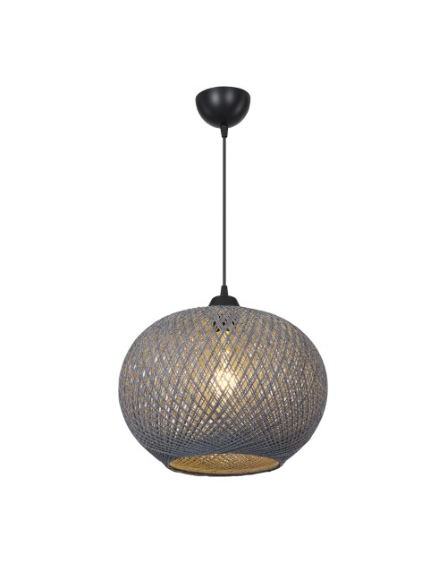 Lampada a sospensione con paralume in corda intrecciato antracite Yumak MDL4745