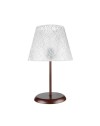 Lampada da tavolo in metallo e paralume tessuto ricamo Elva MNG3065
