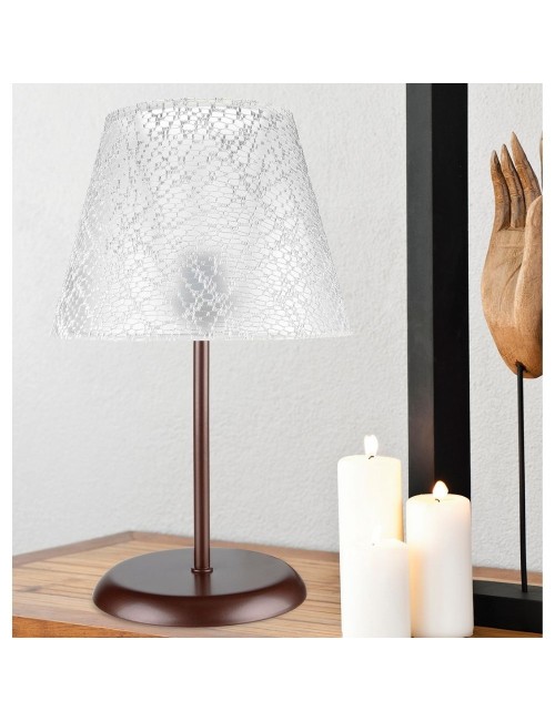 Lampada da Tavolo in Metallo e Paralume Tessuto Ricamo Elva Prezzo