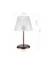 Lampada da tavolo in metallo e paralume tessuto ricamo Elva MNG3065