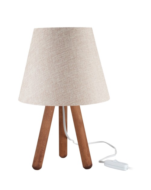 Lampada da tavolo treppiede noce e paralume colore beige Pino ASZ1452