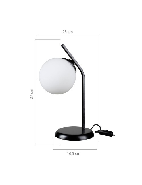 Lampada da Tavolo Metallo Nero e Paralume a Sfera in Vetro Prezzo