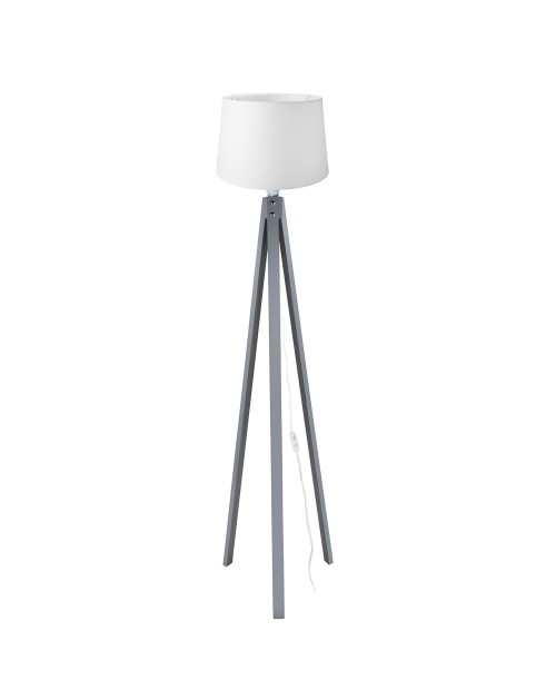 Lampada da terra treppiede grigio con paralume bianco  DECOGRI3565