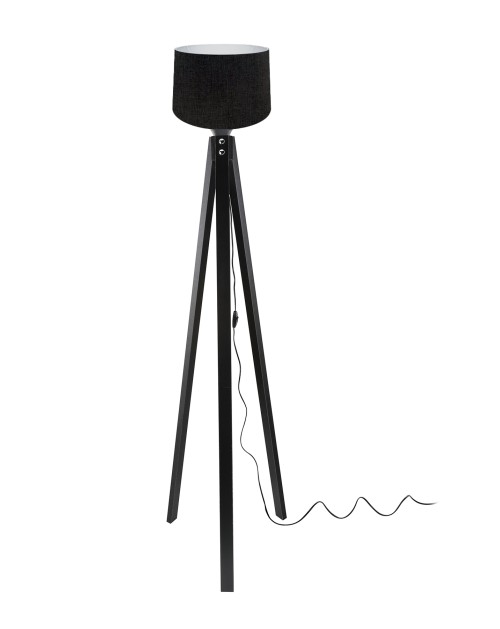 Lampada da terra treppiede nero con paralume nero DECONE3566