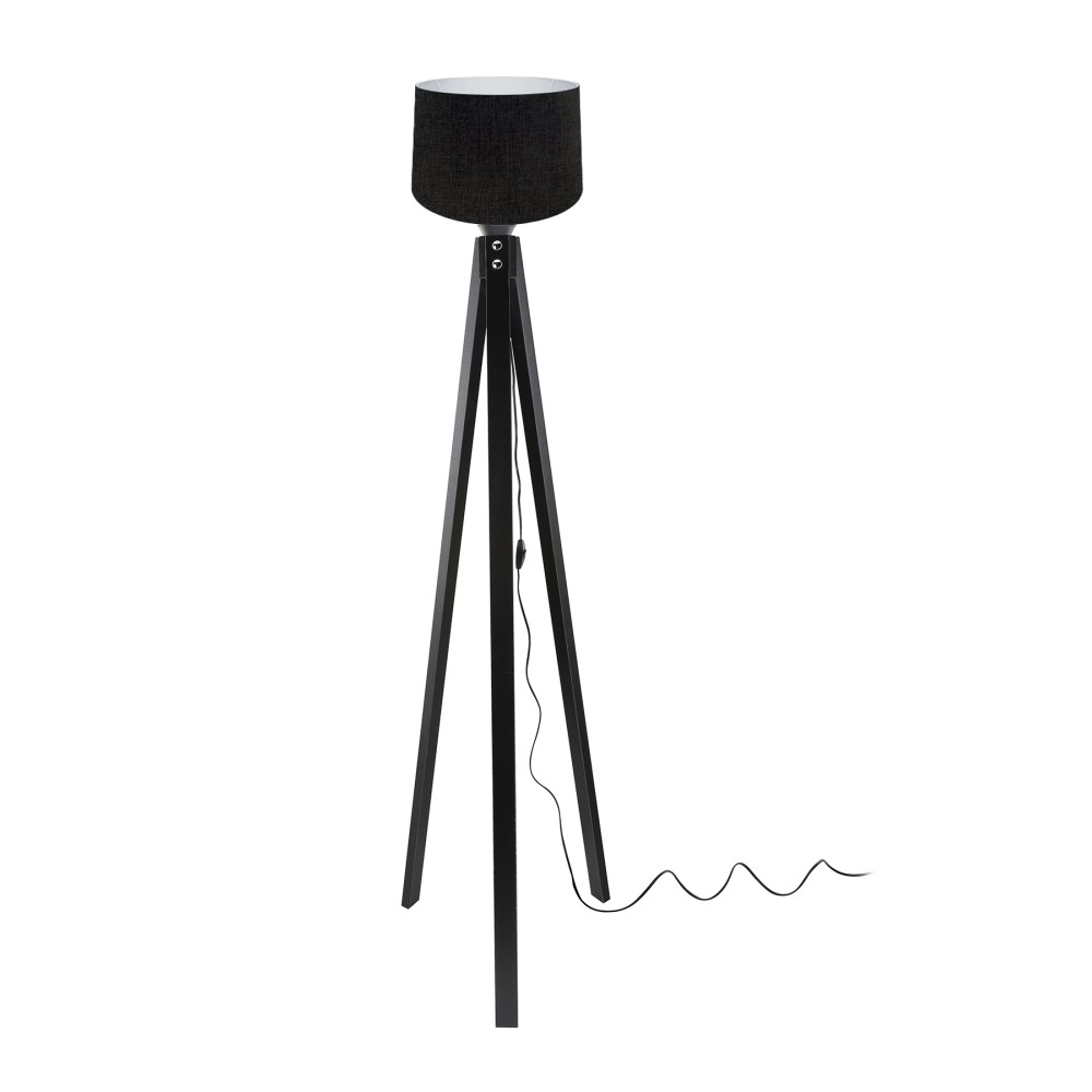 Lampada da terra treppiede nero con paralume nero DECONE3566